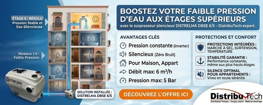 solution faible pression eau appartement maison surpresseur DISTRELMA DBSE